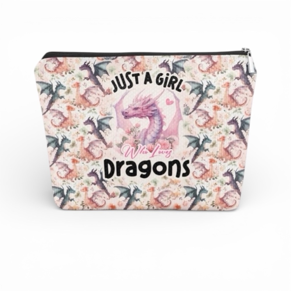 Colorful Animated Dragon Print Cosmetic Bag New